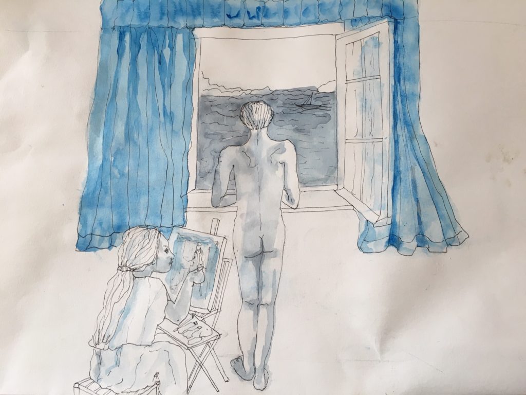 Dessin de Jacqueline L'Hévéder, pour la nouvelle.